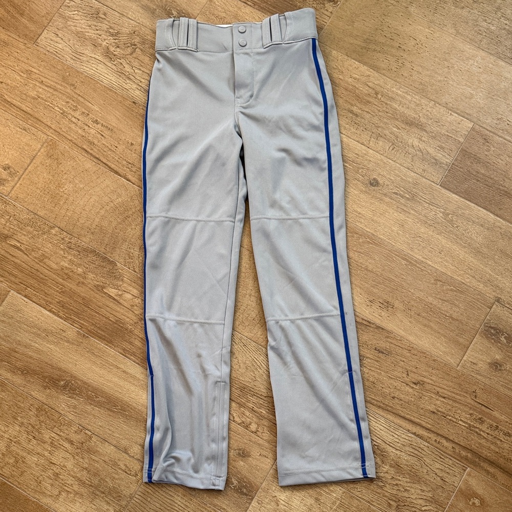 Champro Boy’s Baseball Pants Gray with Blue Stripe